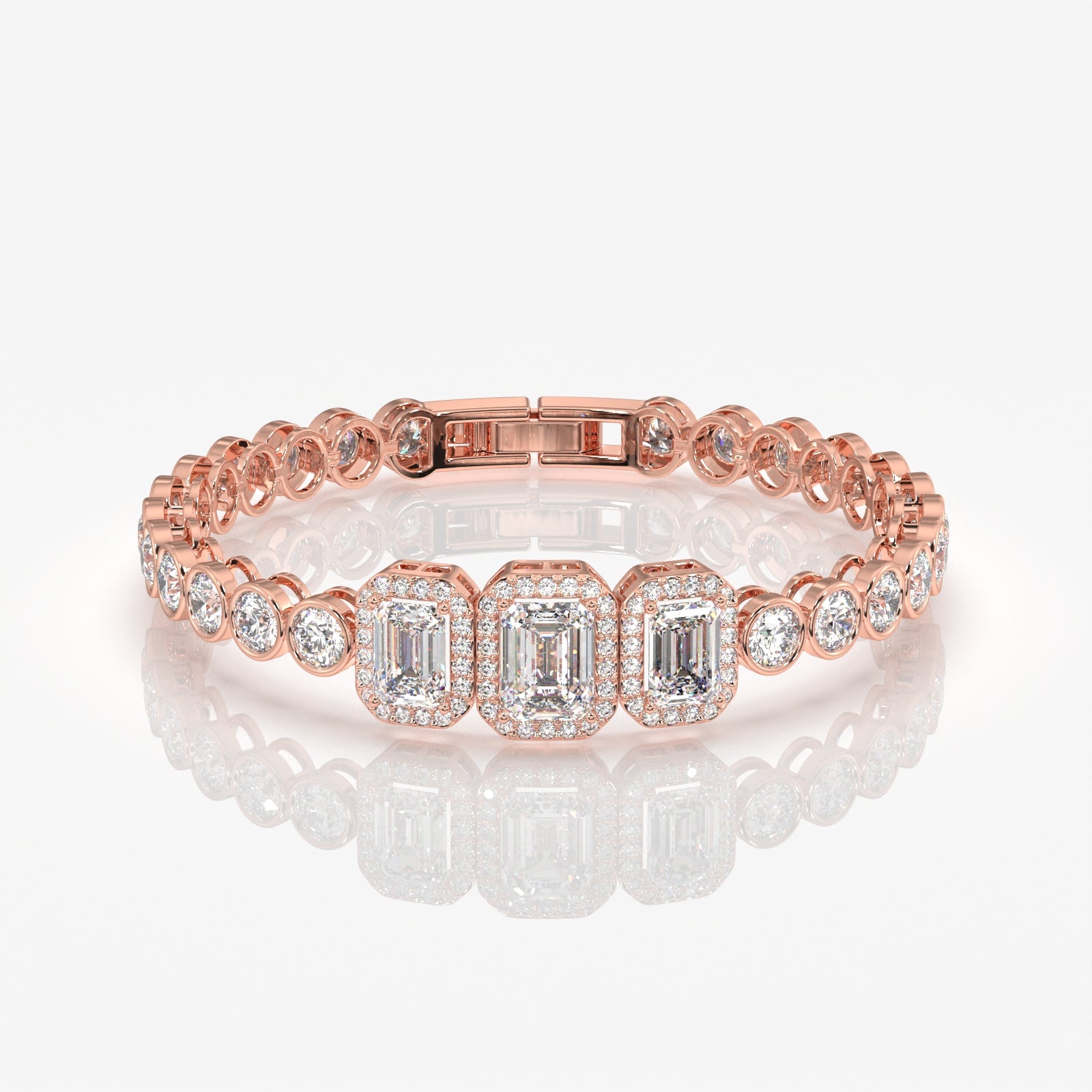 Caratbazaar Women's Emerald Cut Moissanite Diamond Sterling Silver Bracelet