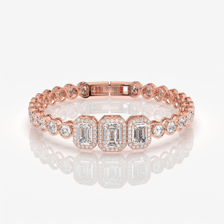 Caratbazaar Women's Emerald Cut Moissanite Diamond Sterling Silver Bracelet