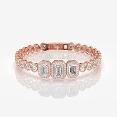 Caratbazaar Women's Emerald Cut Moissanite Diamond Sterling Silver Bracelet