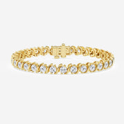 Certified Round Cut Moissanite Diamond "S" Tennis Sterling Silver Bracelet
