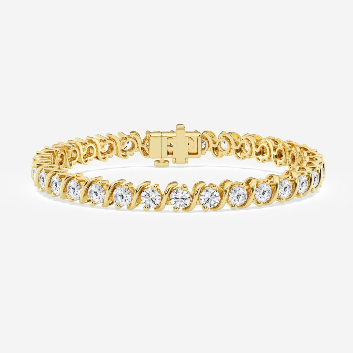 Certified Round Cut Moissanite Diamond "S" Tennis Sterling Silver Bracelet