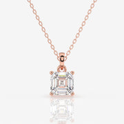 Certified Asscher Cut Lab Grown Diamond Solitaire 14k Gold Pendant