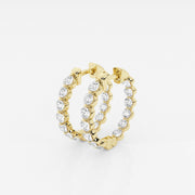 Certified Round Cut Lab Grown Diamond Floating Hoop 14k Gold Earrings