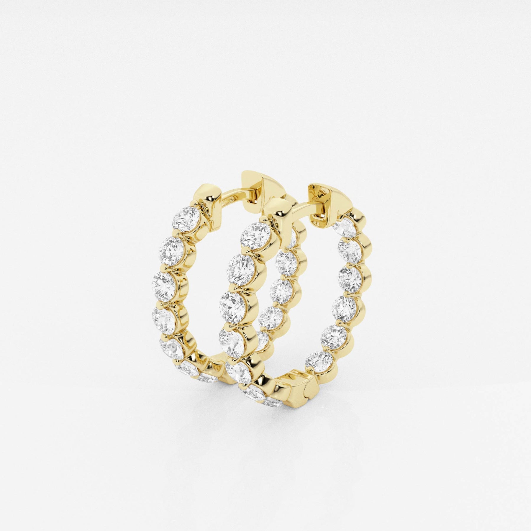 Certified Round Cut Lab Grown Diamond Floating Hoop 14k Gold Earrings