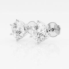 Certified Round Cut Moissanite Diamond Six Prong Stud Sterling Silver Earrings
