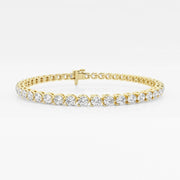 Certified Round Cut Moissanite Diamond Three Prong Tennis Bracelet