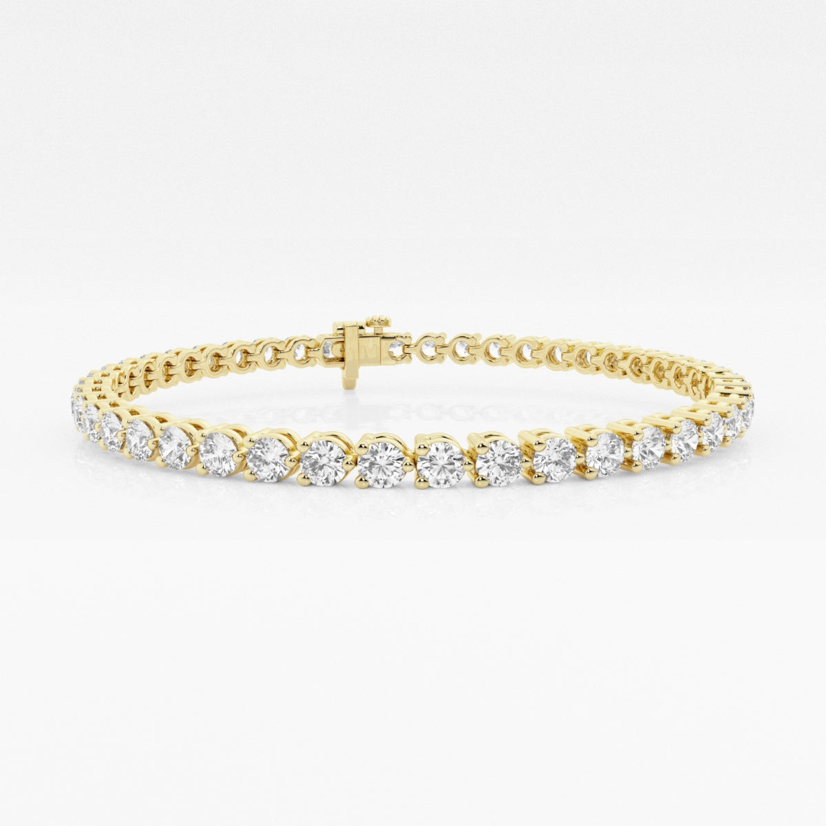 Certified Round Cut Moissanite Diamond Three Prong Tennis Bracelet