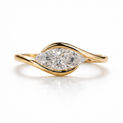 Marquise Cut Moissanite Diamond Solitaire 9K Gold Ring
