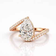 Pear Cut Moissanite Diamond Twisted Engagement Sterling Silver Ring