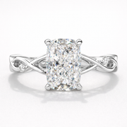 Radiant Cut Moissanite Diamond Engagement 9K Gold Ring