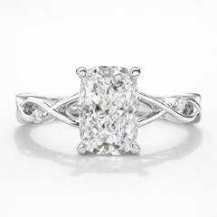 Radiant Cut Moissanite Diamond Engagement Sterling Silver Ring