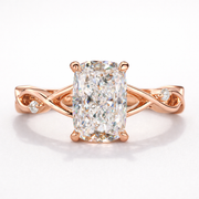 Radiant Cut Moissanite Diamond Engagement 9K Gold Ring