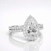 Pear Cut Moissanite Diamond Engagement Sterling Silver Ring