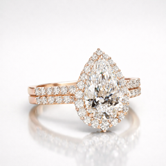 Pear Cut Moissanite Diamond Engagement 9K Gold Ring