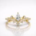 Pear and Round Cut Moissanite Diamond Wedding Sterling Silver Band Ring