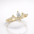 Pear and Round Cut Moissanite Diamond Wedding 14K Gold Band Ring