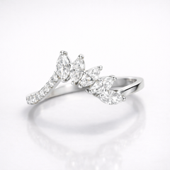 Marquise Cut Moissanite Diamond Wedding Sterling Silver Band Ring