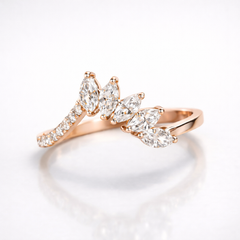 Marquise Cut Moissanite Diamond Wedding Sterling Silver Band Ring