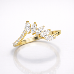 Marquise Cut Moissanite Diamond Wedding Sterling Silver Band Ring