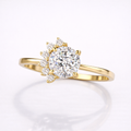 Portuguese Cut Lab Grown  Diamond Engagement 14K Gold Ring