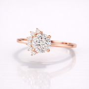 Portuguese Cut Moissanite Diamond Engagement 14K Gold Ring