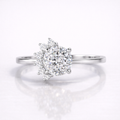 Portuguese Cut Moissanite Diamond Engagement 9K Gold Ring