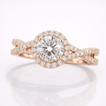 Round Cut Lab Grown Diamond Twisted Engagement 9K Gold Ring