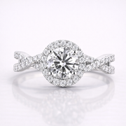 Round Cut Lab Grown Diamond Twisted Engagement 14K Gold Ring