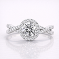 Round Cut Moissanite Diamond Twisted Engagement 9K Gold Ring