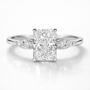 Radiant & Marquise Cut Moissanite Diamond Trilogy 18K Gold Ring