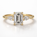Emerald & Pear Cut Moissanite Diamond Engagement  18K Gold Ring