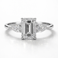 Emerald & Pear Cut Lab Grown Diamond Engagement  18K Gold Ring