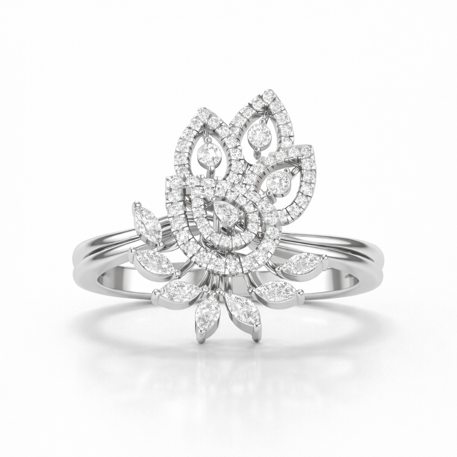 Women's Moissanite Diamond Daily Wear Sterling Silver Ring