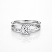 Round Cut Moissanite Diamond Engagement 9K Gold Ring