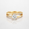 Round Cut Moissanite Diamond Engagement 9K Gold Ring