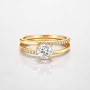 Round Cut Lab Grown Diamond Engagement 18K Gold Ring