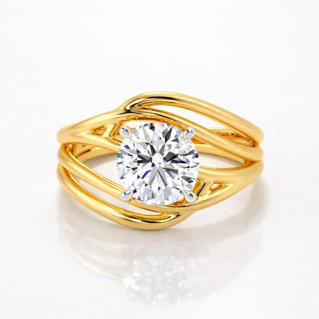 Round Cut Moissanite Diamond Solitaire Sterling Silver Ring