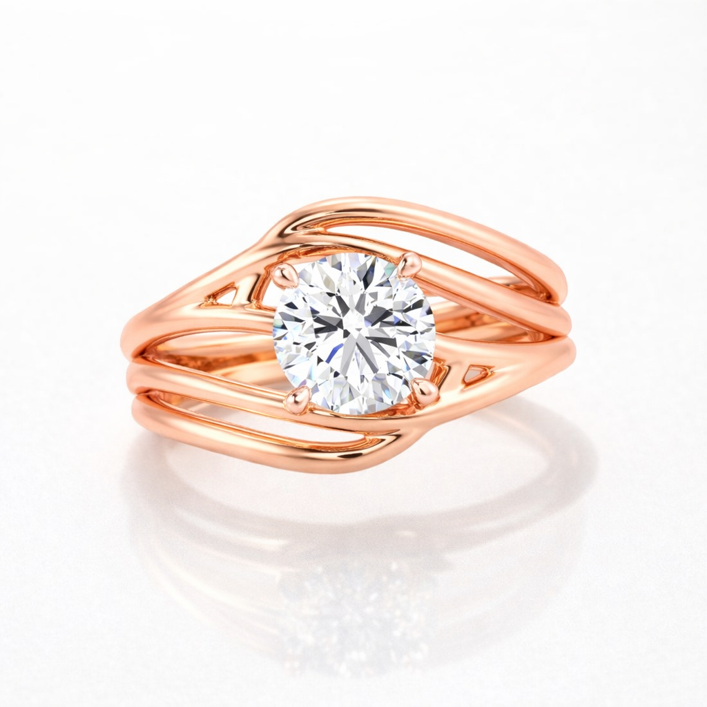 Round Cut Lab Grown Diamond Solitaire 14k Gold Ring