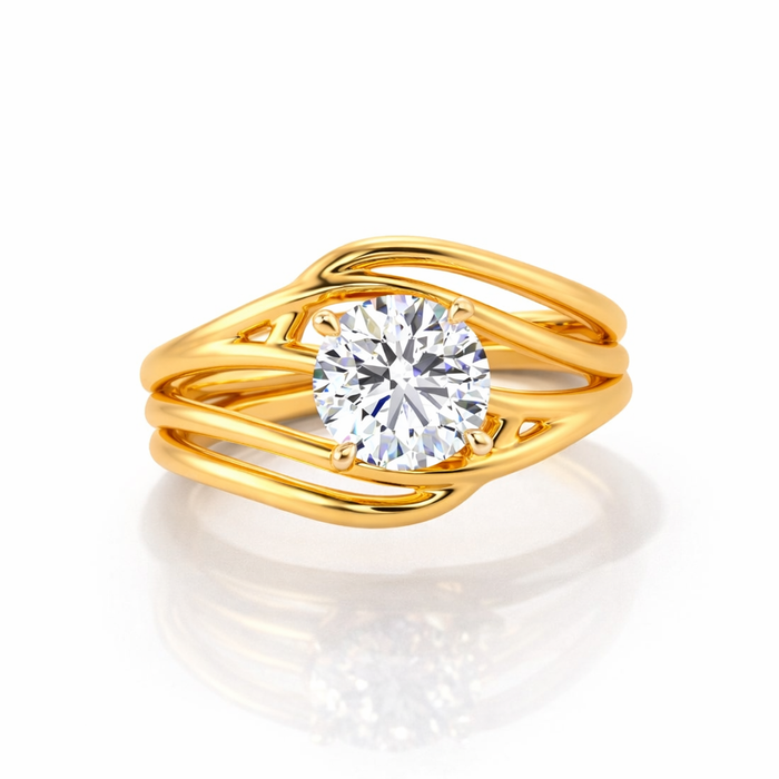 Round Cut Moissanite Diamond Solitaire Sterling Silver Ring