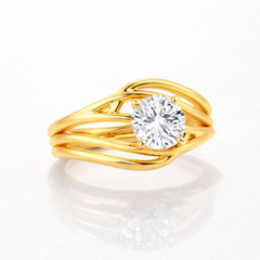 Round Cut Moissanite Diamond Solitaire Sterling Silver Ring