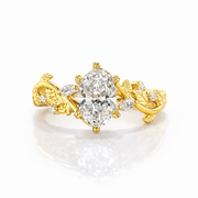Oval Cut Lab Grown Diamond Engagement 9K Gold Ring