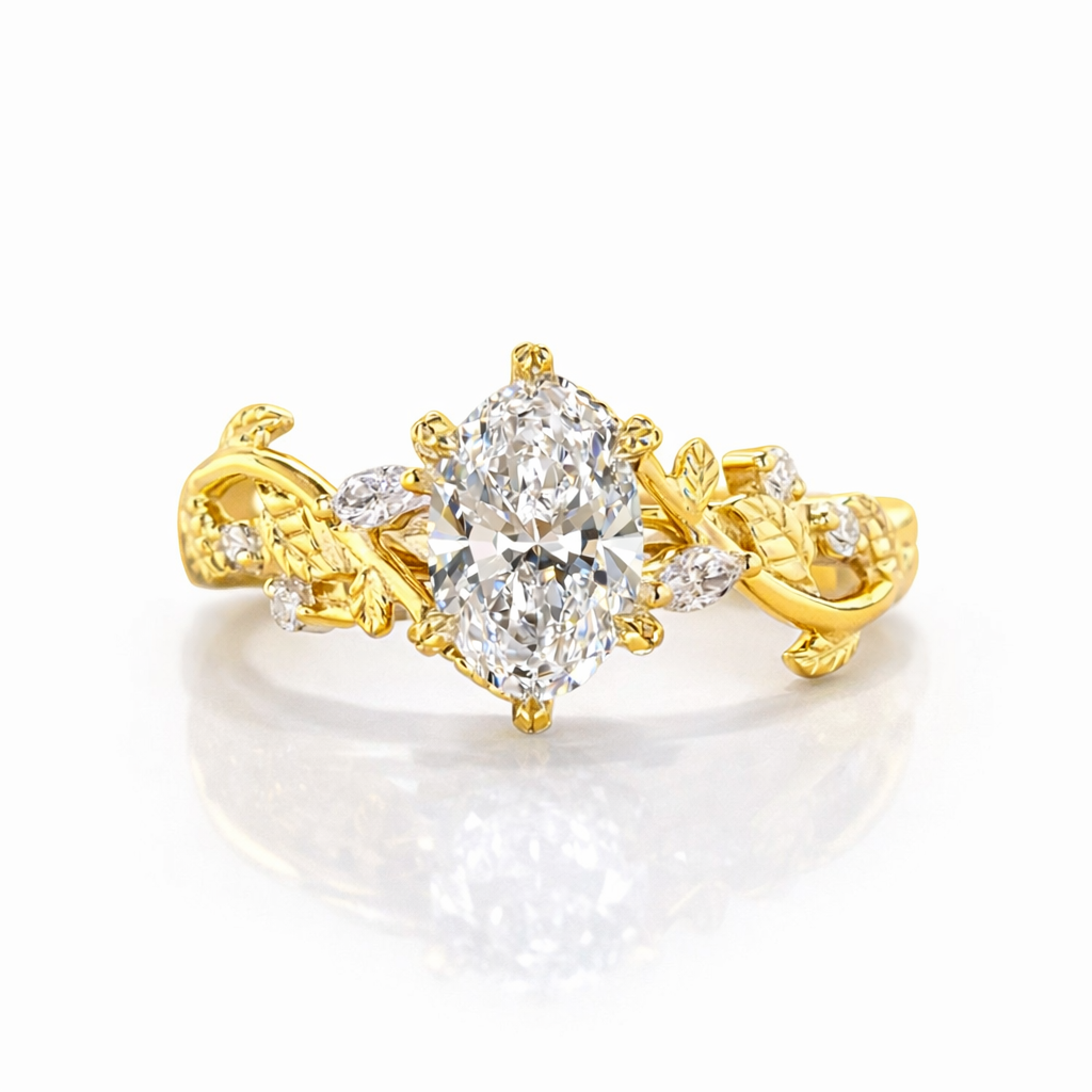 Oval Cut Moissanite Diamond Engagement Sterling Silver Ring