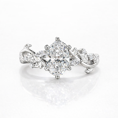 Oval Cut Moissanite Diamond Engagement Sterling Silver Ring