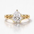 Pear Cut Lab Grown Diamond Hidden Halo 14K Gold Ring