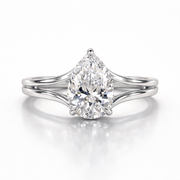 Pear Cut Lab Grown Diamond Hidden Halo 14K Gold Ring