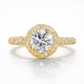 Round Cut Moissanite Diamond Twisted Pave Sterling Silver Ring