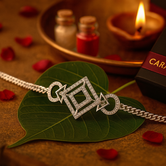 Trikonya Sterling Silver Rakhi