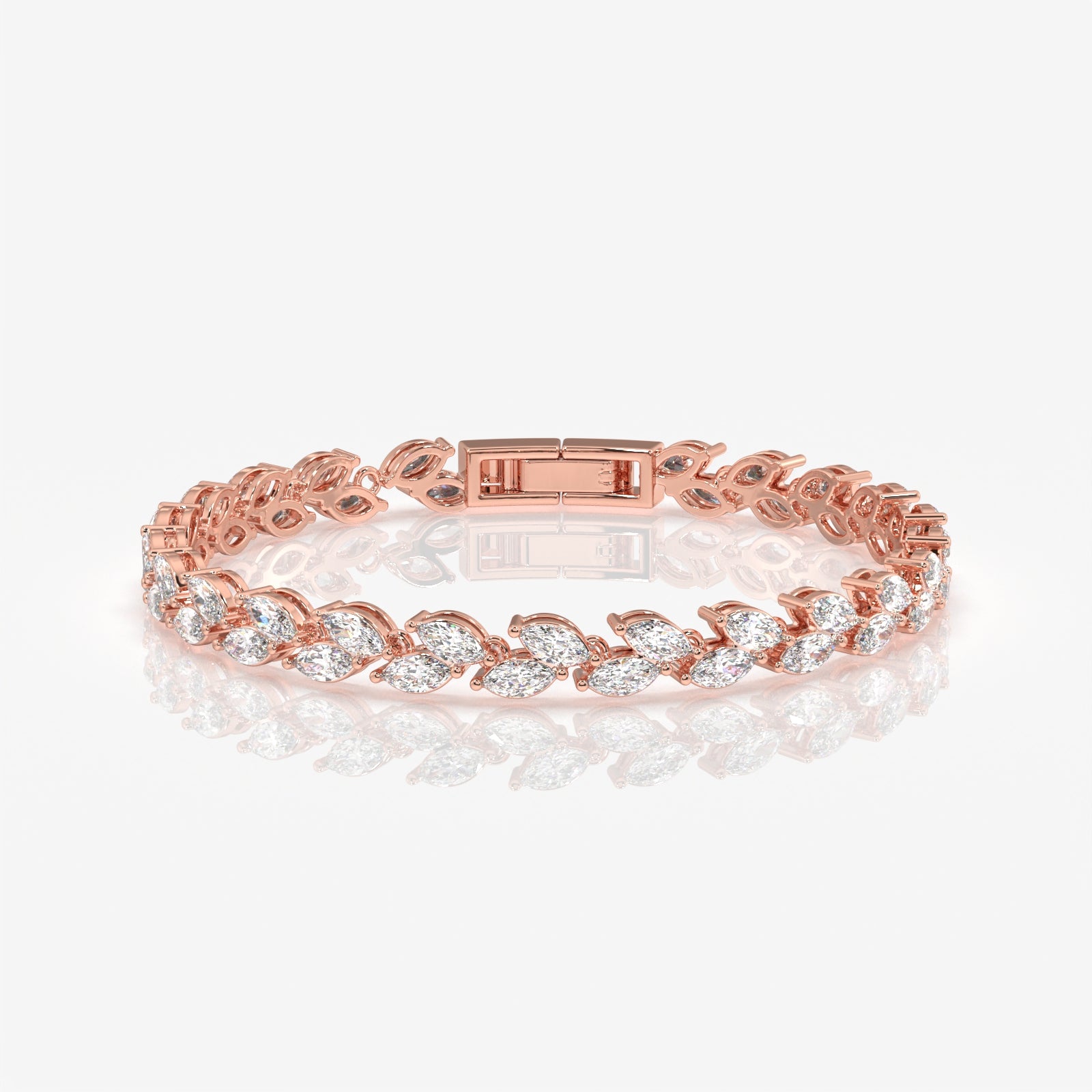 Classic Marquise Cut Moissanite Diamond Silver Bracelet