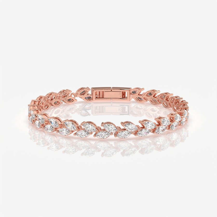 Classic Marquise Cut Moissanite Diamond Silver Bracelet