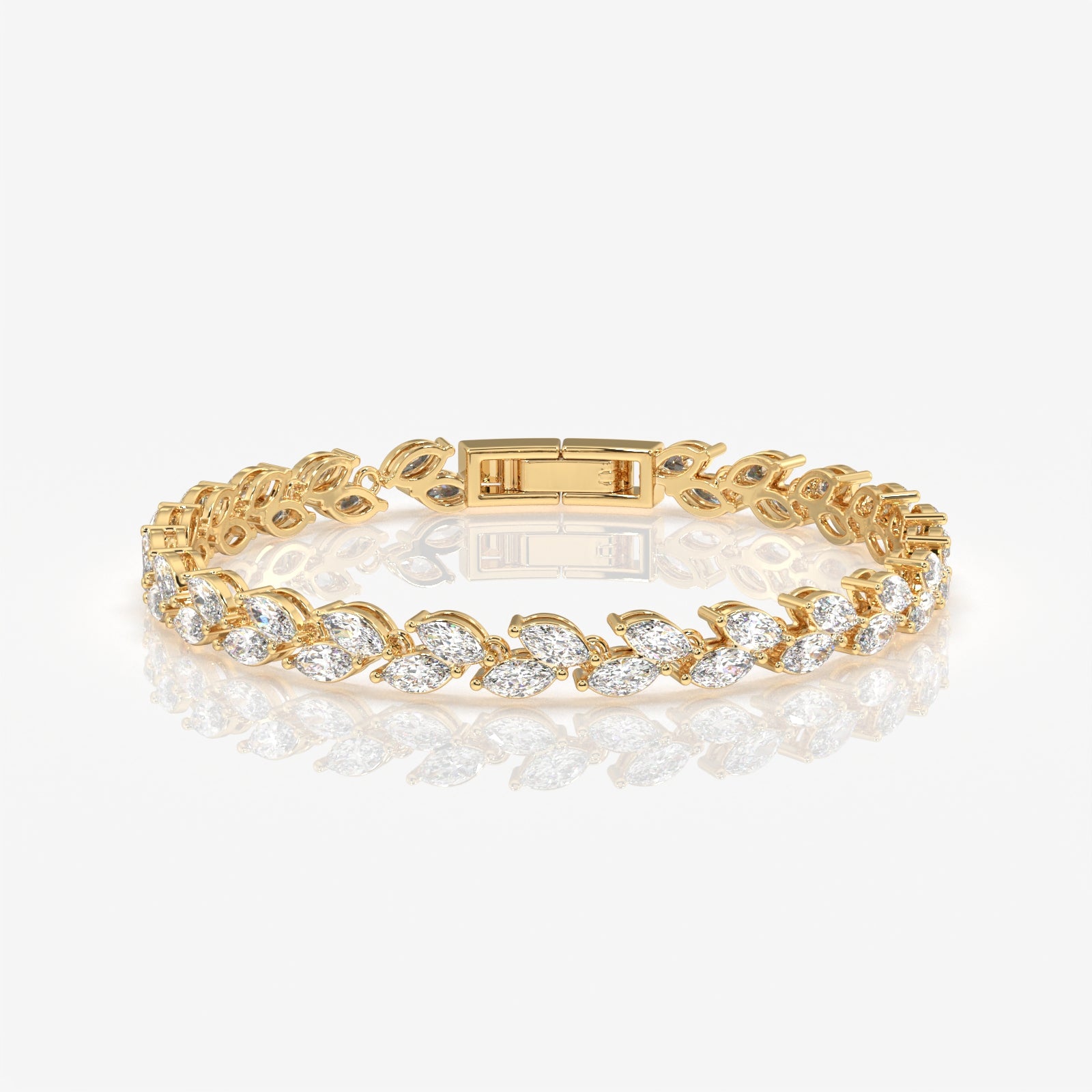 Classic Marquise Cut Moissanite Diamond Sterling Silver Bracelet